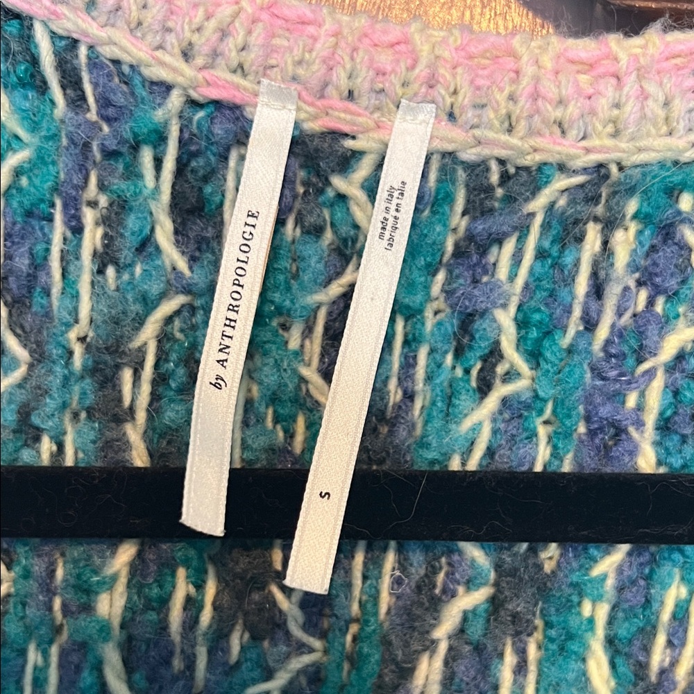 Anthropologie Stained Glass Multicolor Patterned Women's Sweater S Rare HTF - Picture 3 of 8